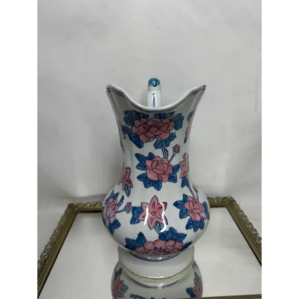 Chinese Export Extra Large Floral Wash Water Pitcher, Vintage Chinoiserie Chic - Picture 4 of 9